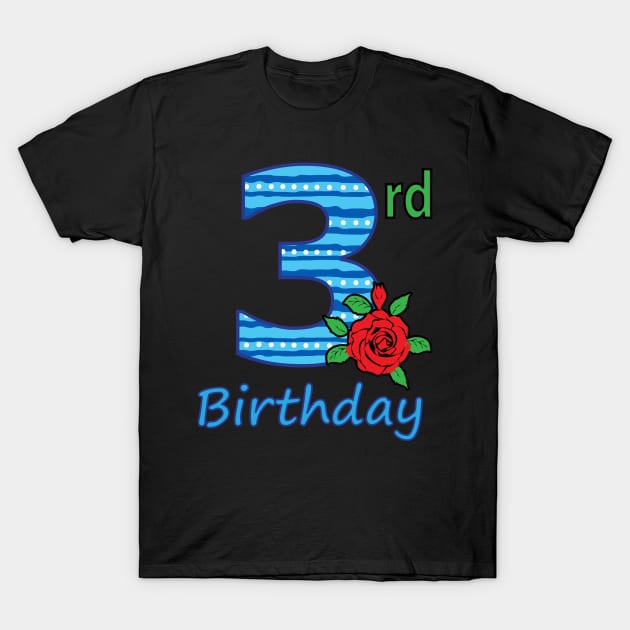 3rd Flower - 3rd Birthday - Flower - Floral - Birthday T-Shirt by lunamoonart